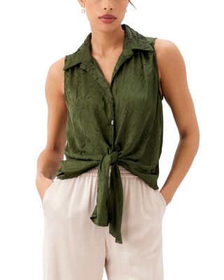 Sleeveless Tie Front Shirt