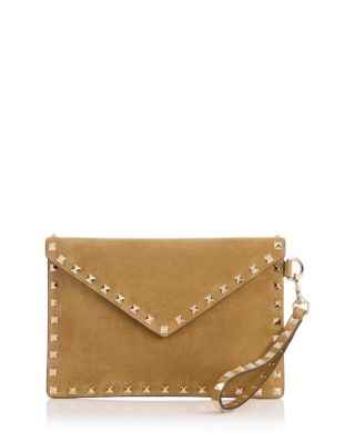 Rockstud Medium Suede Flat Pouch