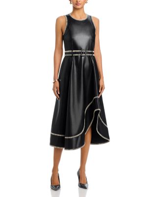 Cinq a Sept Zelda Whipstitched Faux Leather Dress