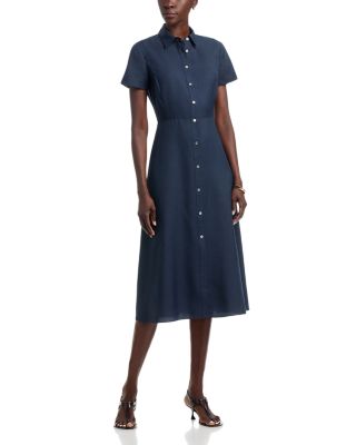 Short Sleeve Button Down Midi Dress