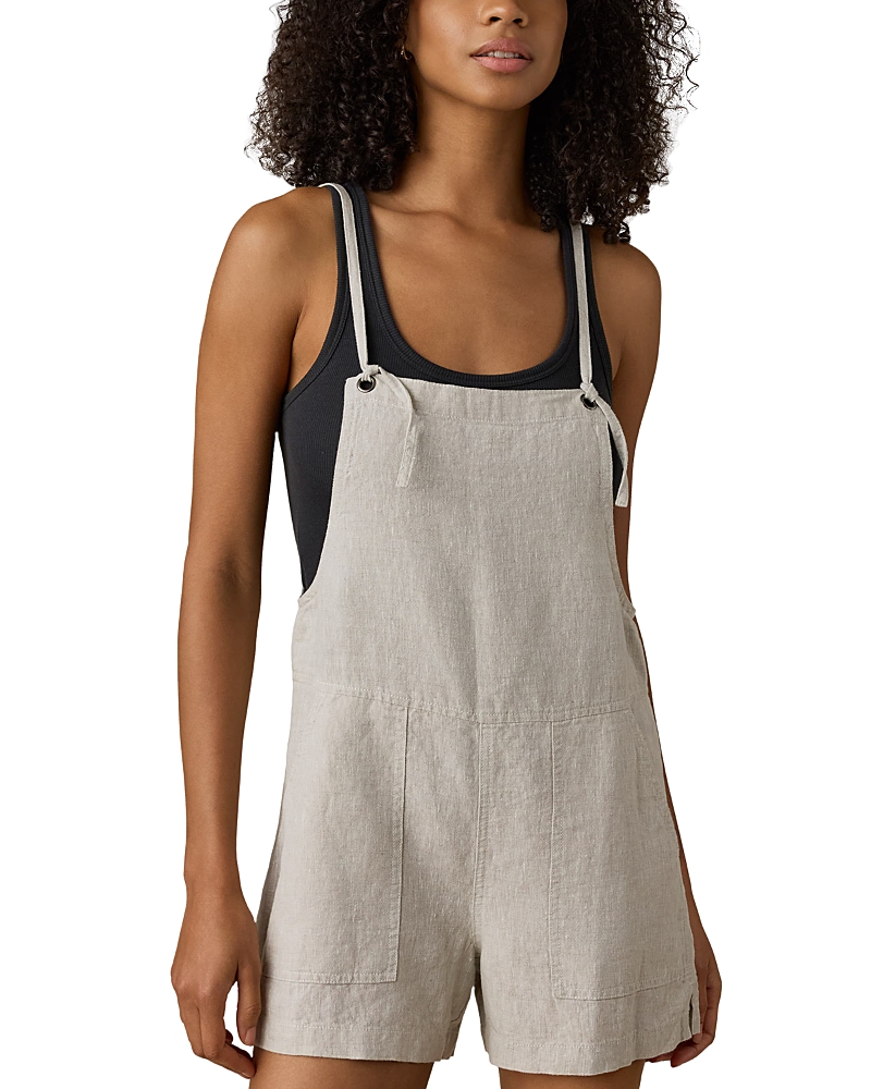 Faherty Sun Strider Linen Romper In Neutral