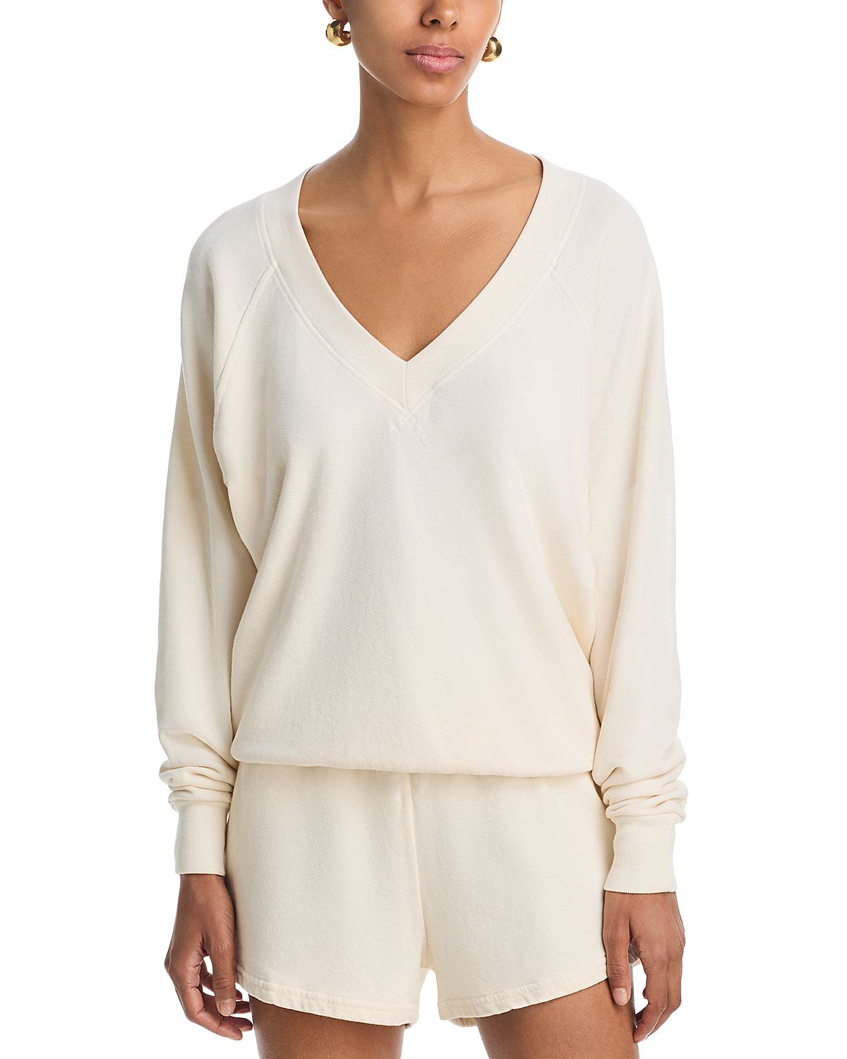 perfectwhitetee French Terry V Neck Sweatshirt