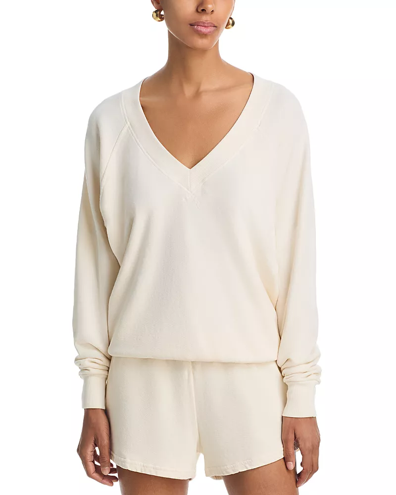 perfectwhitetee French Terry V Neck Sweatshirt