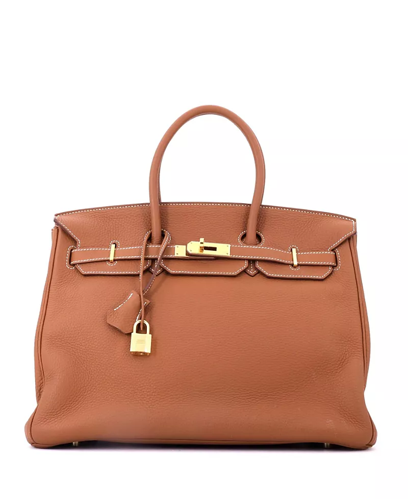 Pre-Owned HERMES Birkin 35 Handbag Brown Togo with Gold Hardware