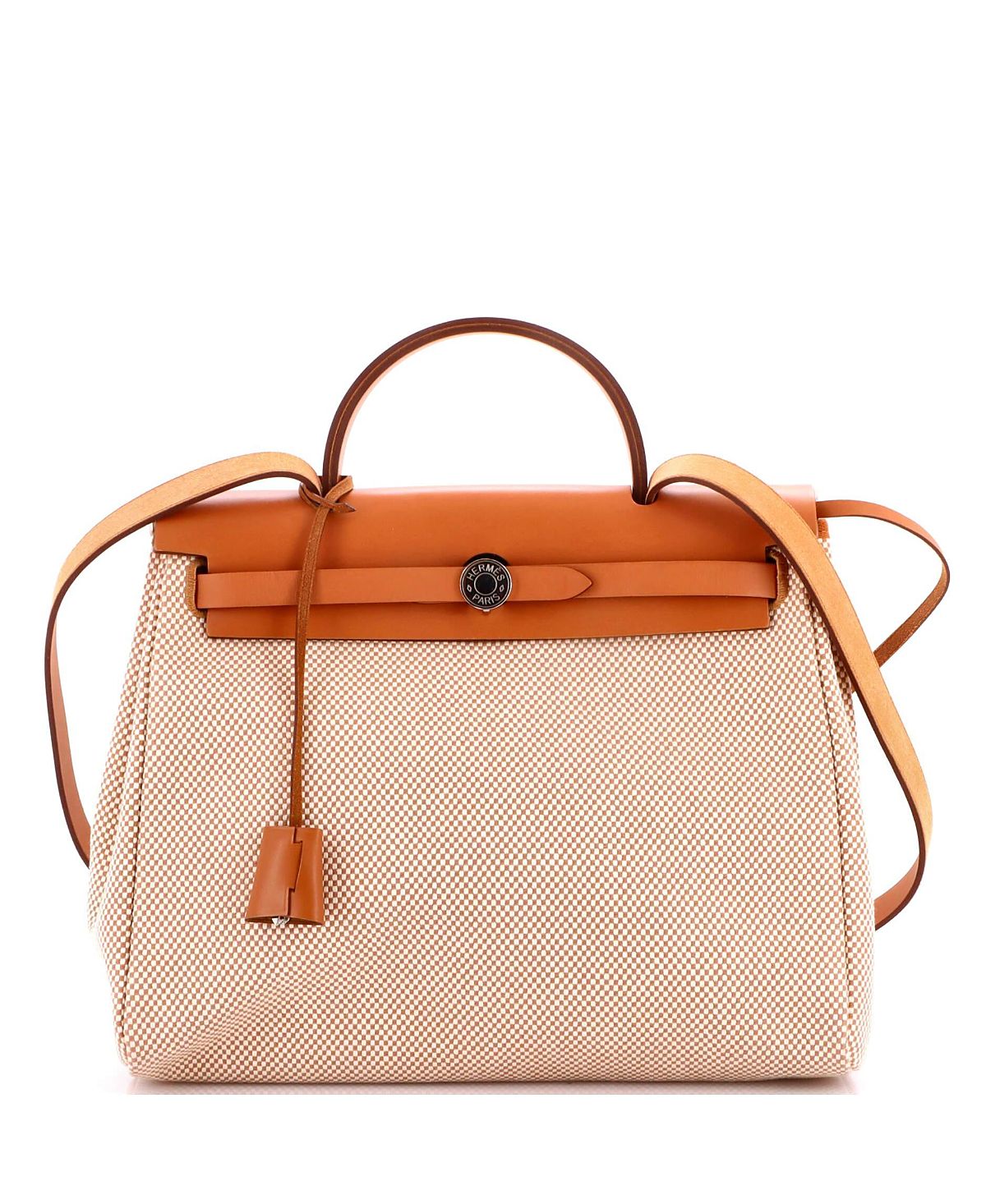 Pre-Owned HERMES 31 Herbag Zip Criss Viking Toile and Leather