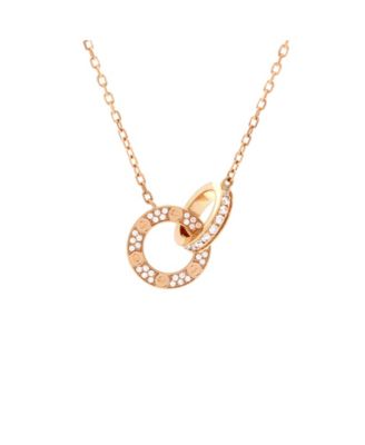  Love Interlocking Pave Necklace 18K Rose Gold and Diamonds, 16"
