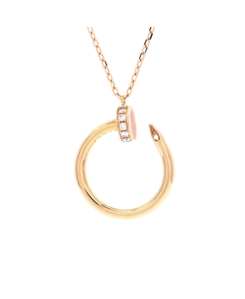 Pre-Owned Cartier Juste un Clou Pendant Necklace 18K Rose Gold with Diamonds, 16.5