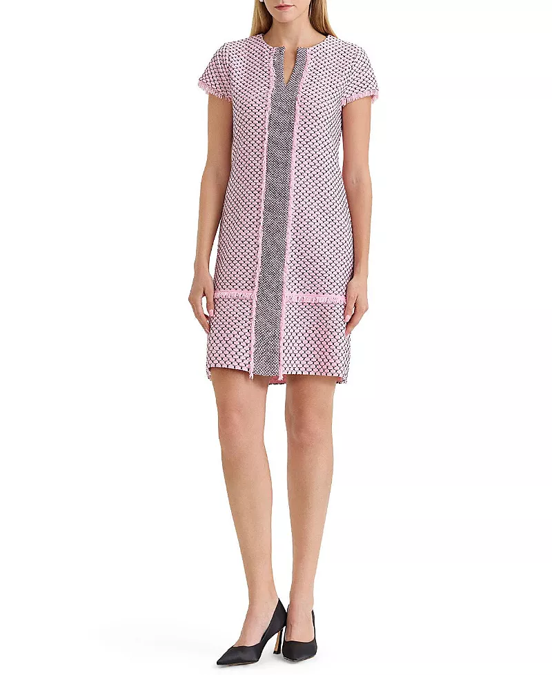 Ming Wang Shell Stitch Knit Sheath Dress