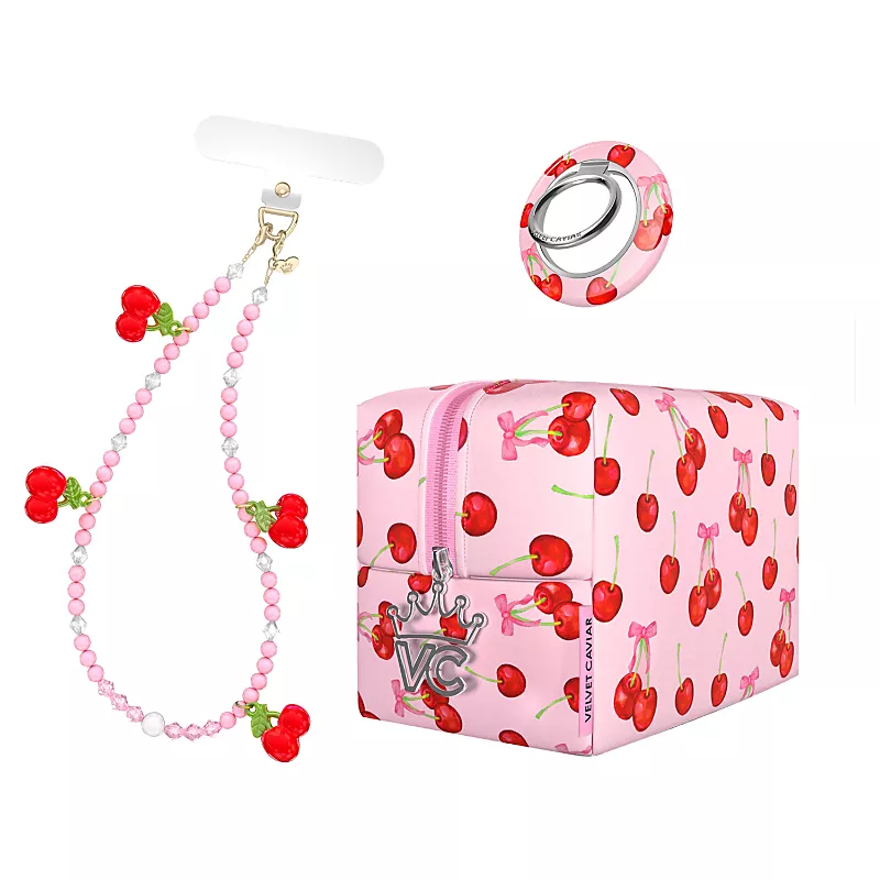 Velvet Caviar Gift Set with Charm, Grip Ring, Travel Bag