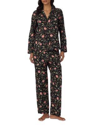Long Sleeve Classic Woven Notch Collar Long Pants Pajama Set - Exclusive