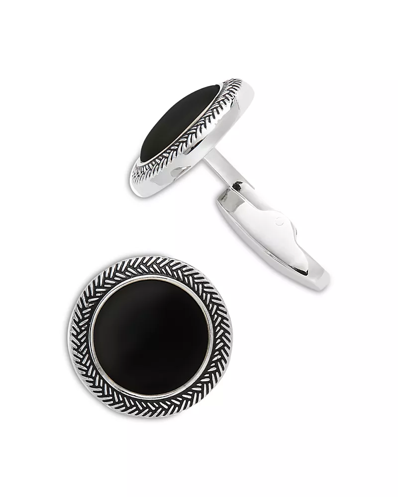 Link Up Men's Round with Braided Border Cufflinks