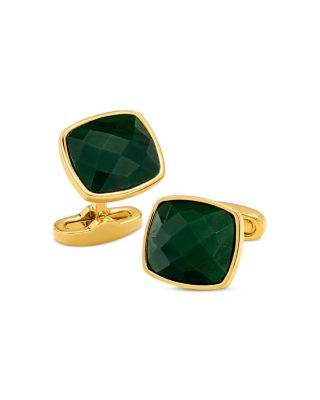 Facet Cut Green Stone Soft Square Cufflinks  