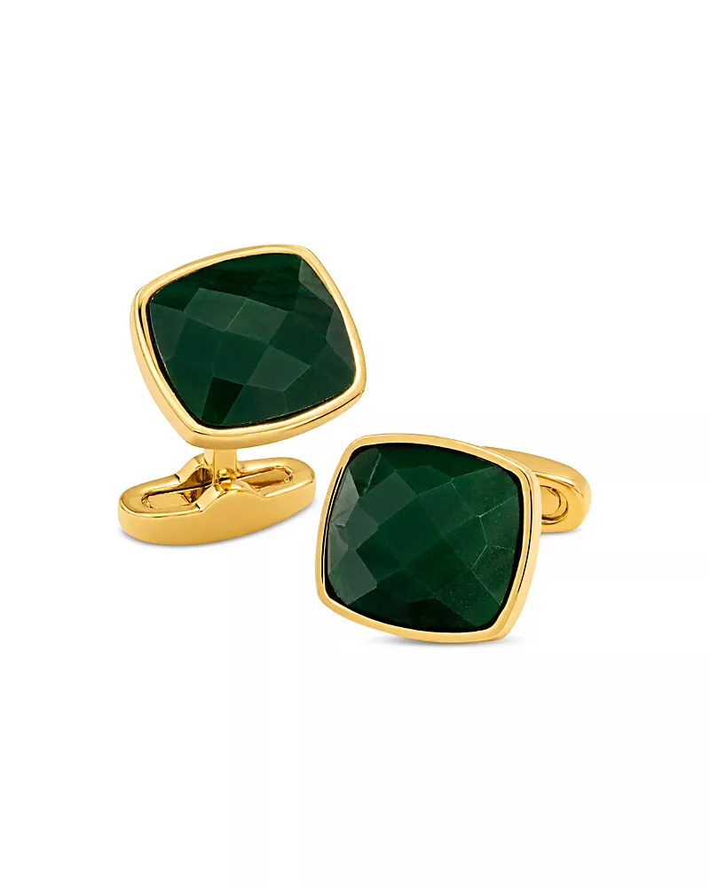 Link Up Facet Cut Green Stone Soft Square Cufflinks