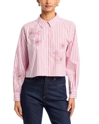 Stripe Beaded Floral Top