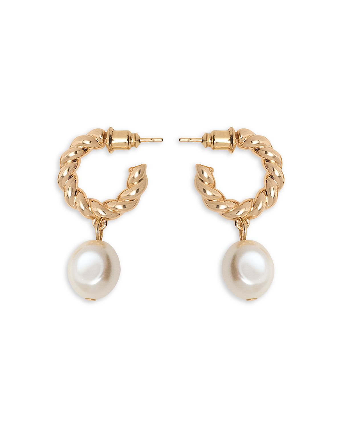 Maje Imitation Pearl Twisted Hoop Earrings, 1L