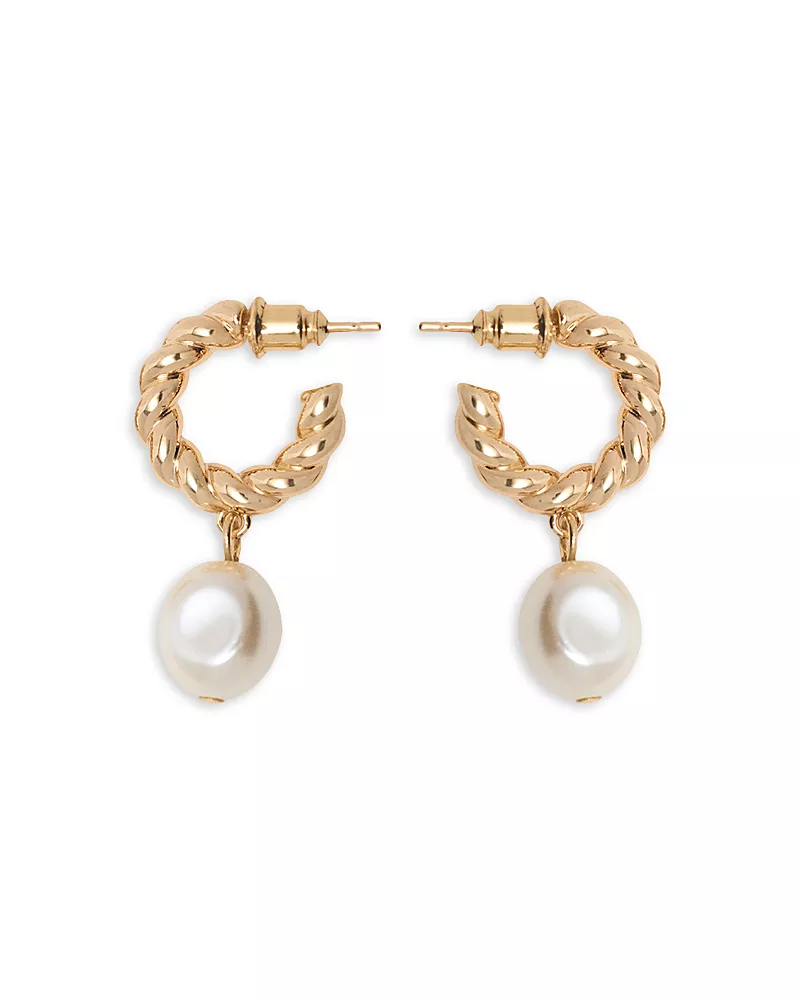 Maje Imitation Pearl Twisted Hoop Earrings, 1L
