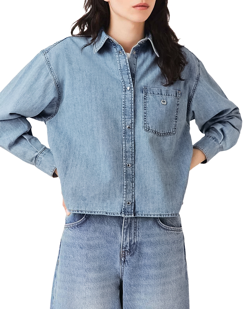 Maje Citikate Cropped Denim Shirt