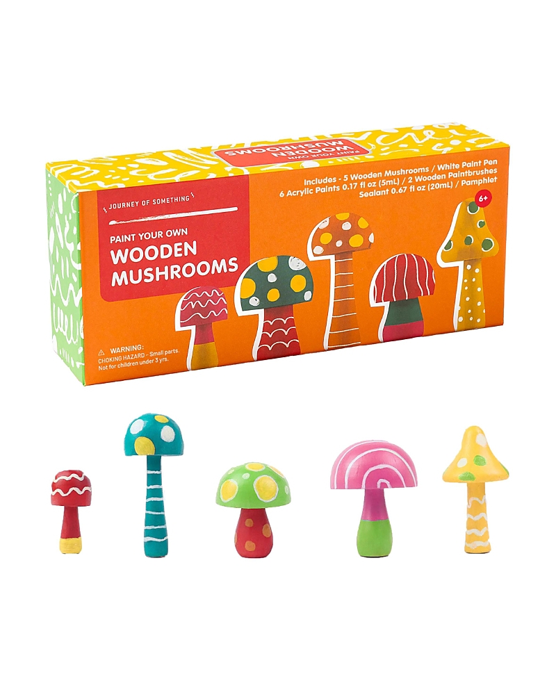 Journey of Something Paint Your Own Wooden Mushrooms Diy Craft Kit, Ages 6+