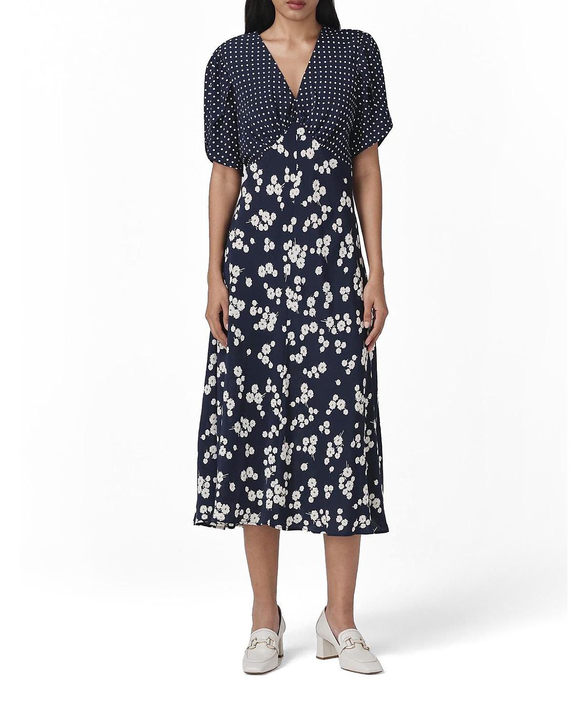 Ghost London Lulu V-Neck Midi Dress