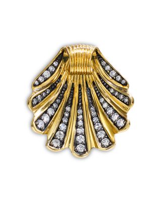 14K Yellow Gold Diamond Shell Pendant, 0.33 tcw