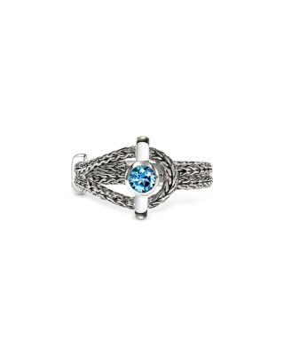John Hardy Sterling Silver Icon Swiss Blue Topaz Halo Ring