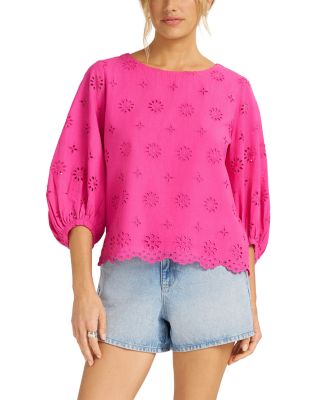 Kashira Eyelet Puff Sleeve Top