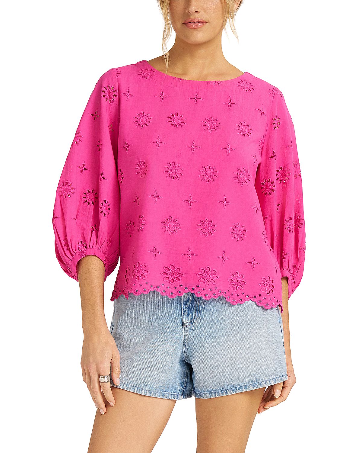 Matty M Kashira Eyelet Puff Sleeve Top