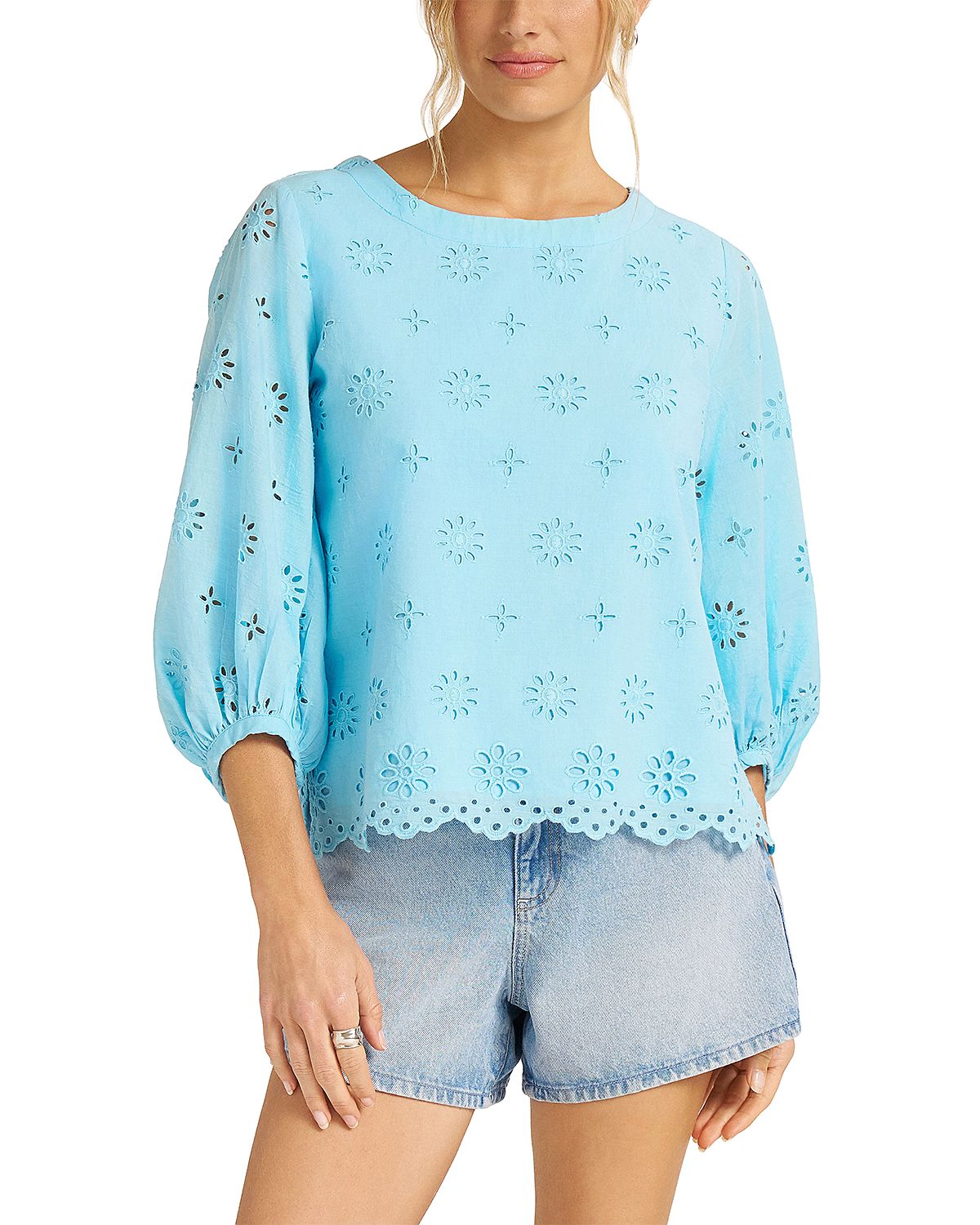 Matty M Kashira Eyelet Puff Sleeve Top