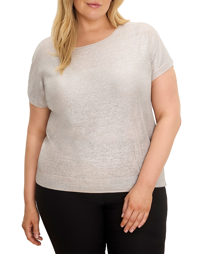 Nic+zoe Plus Glazed Featherknit Sweater In Gray