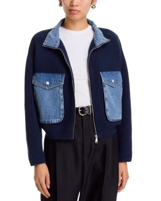 Denim Knit Mixed Media Sweater Shacket