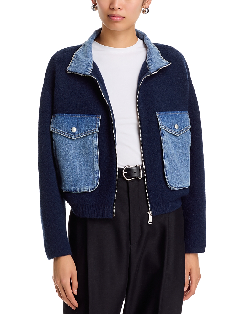 Blanknyc Denim Knit Mixed Media Sweater Shacket