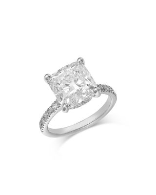 Certified Lab Grown Diamond Cushion Cut Engagement Ring in 18K White Gold, 5.5 tcw