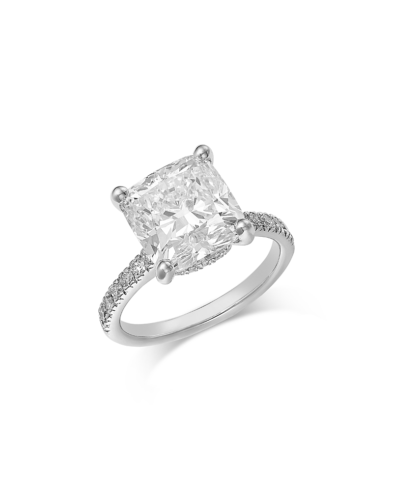Bloomingdale's Fine Collection Luxe Collection Certified Lab Grown Diamond Cushion Cut Engagement Ring in 18K White Gold, 5.5 tcw