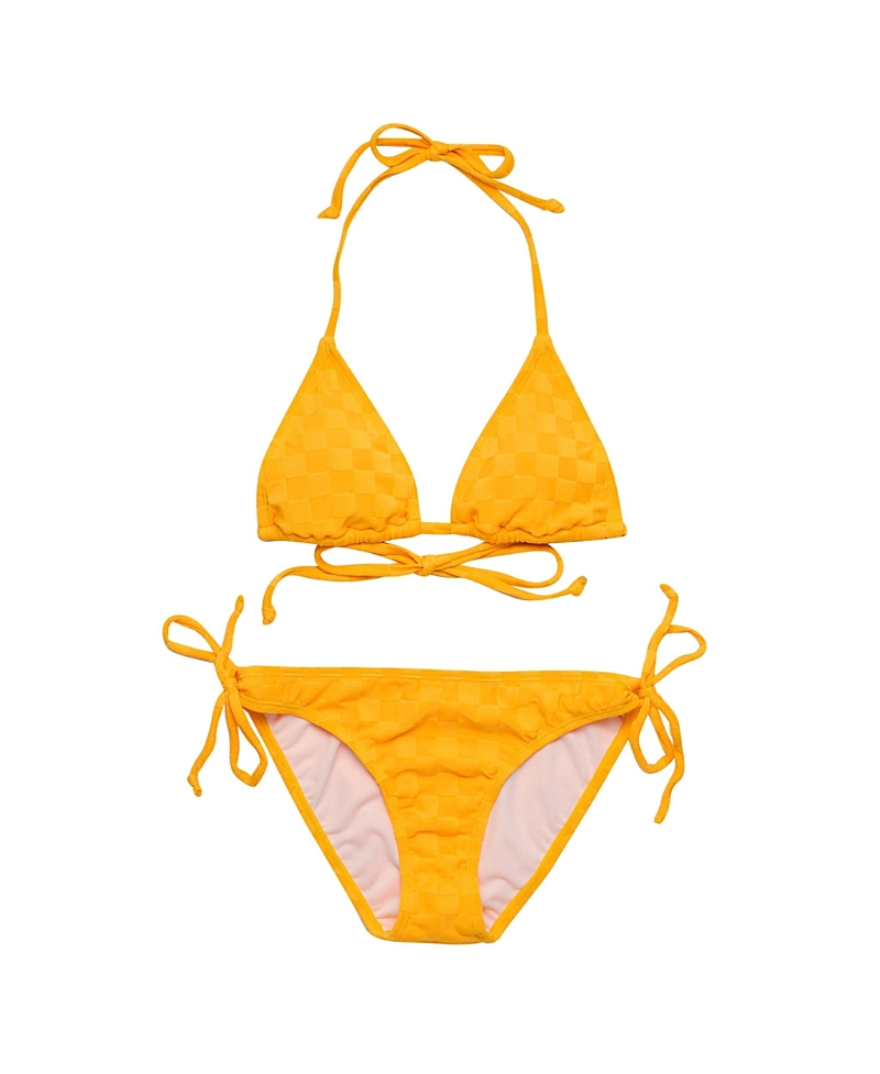 Snapper Rock Girls' Check Me Out Marigold Triangle Bikini - Big Kid