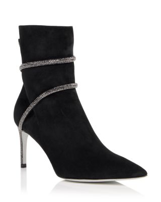 Women's Embellished Suede Stiletto Ankle Boots