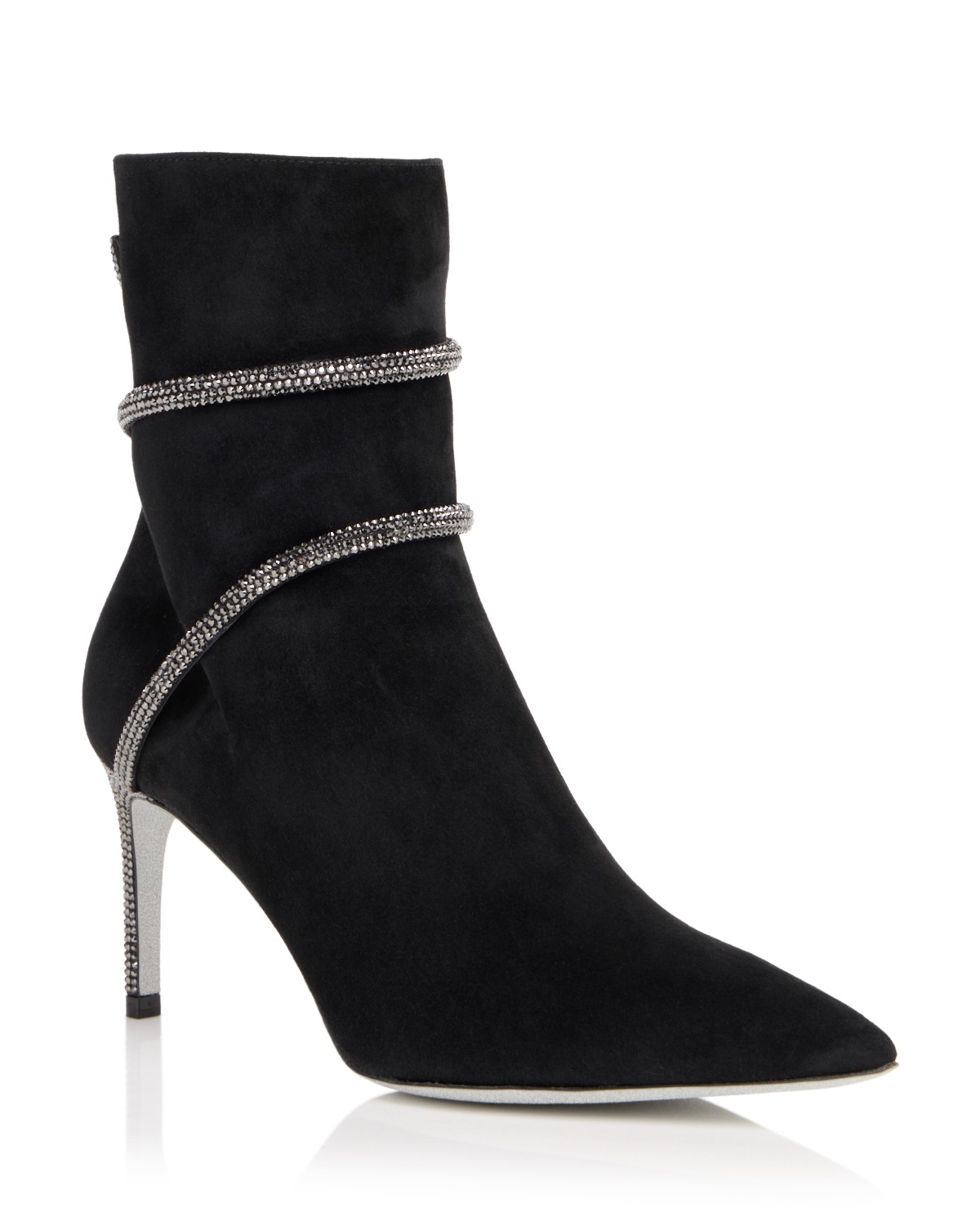 Embellished Suede Stiletto Ankle Boots