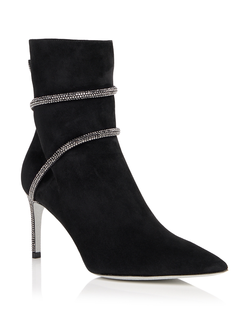 Rene Caovilla Women's Embellished Suede Stiletto Ankle Boots