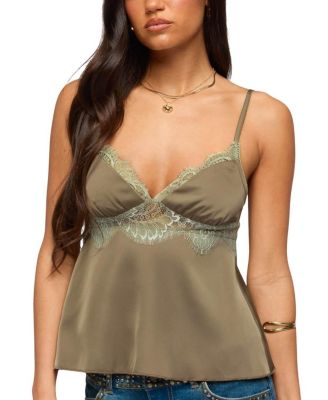 Satin Effect Lacey Babydoll Top