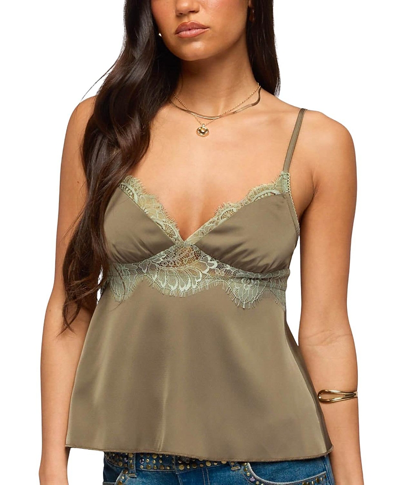 Edikted Satin Effect Lacey Babydoll Top