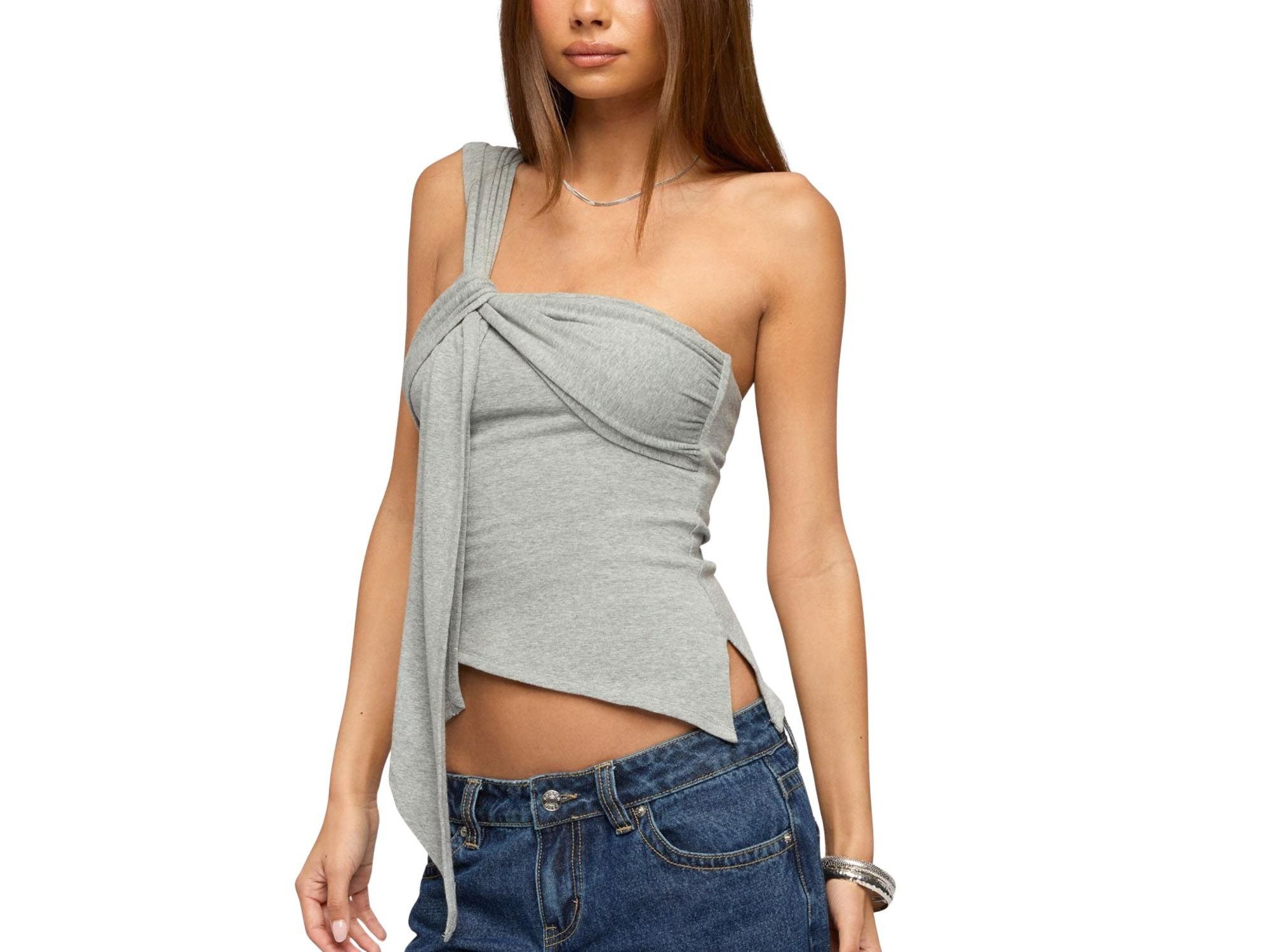 Zoie Draped Tie One Shoulder Top — Image 4