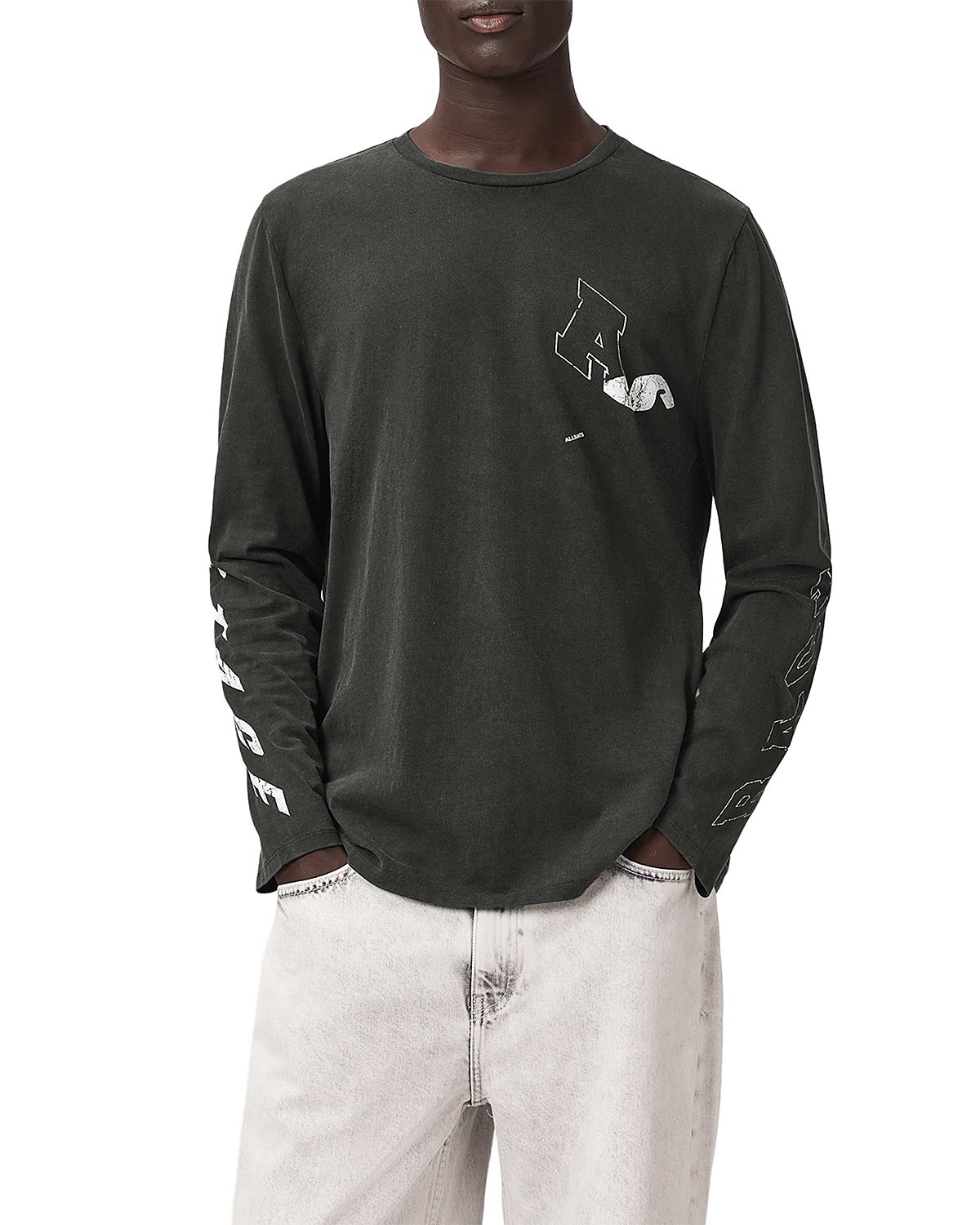 Allsaints Upstaged Logo Graphic Crewneck Shirt