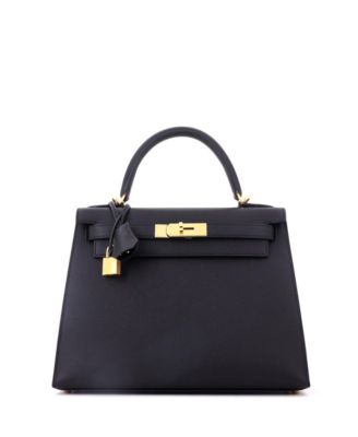 Kelly 28 Handbag Black Epsom with Gold Hardware