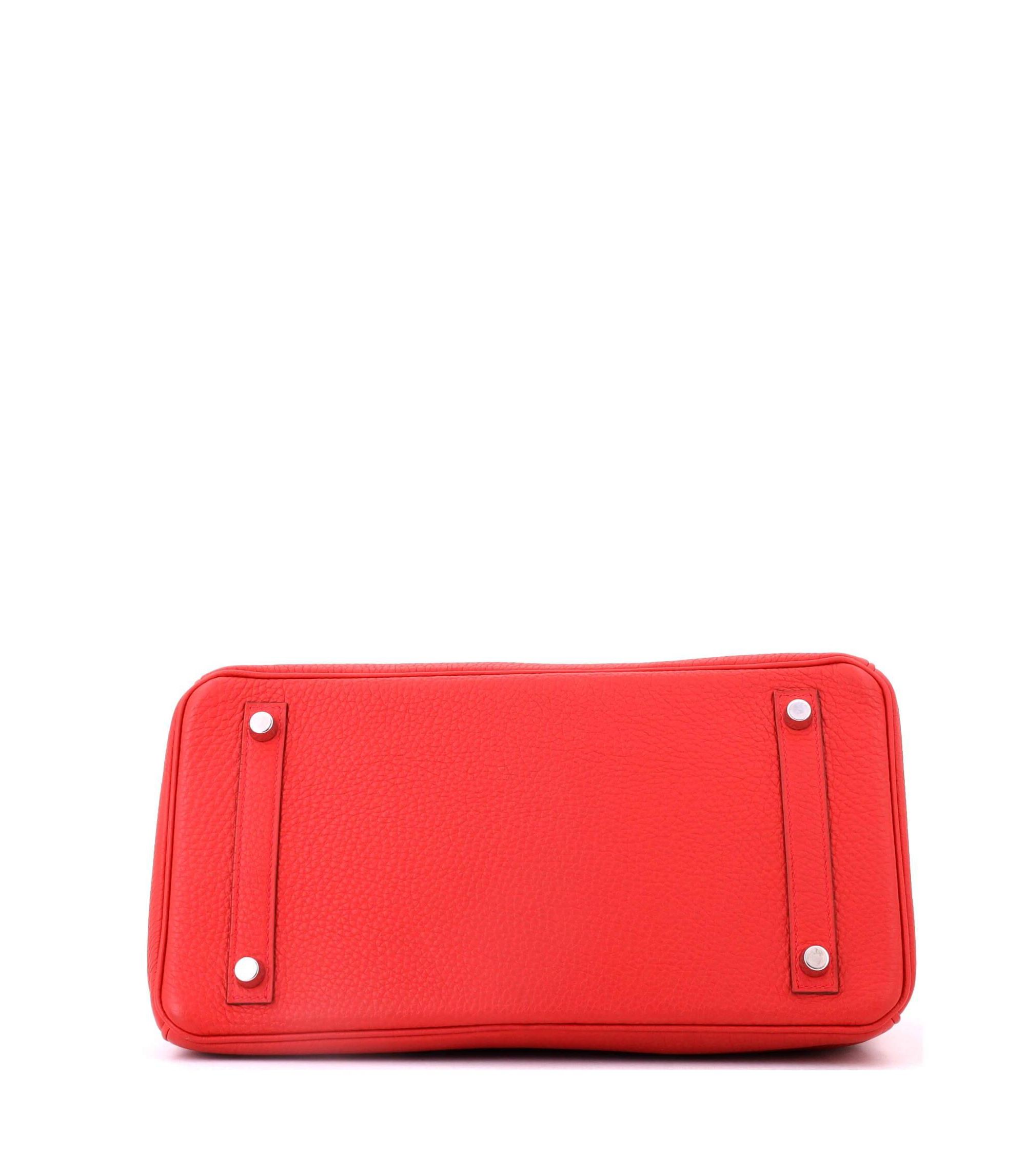 Birkin 30 Handbag Red Togo with Palladium Hardware — Image 7
