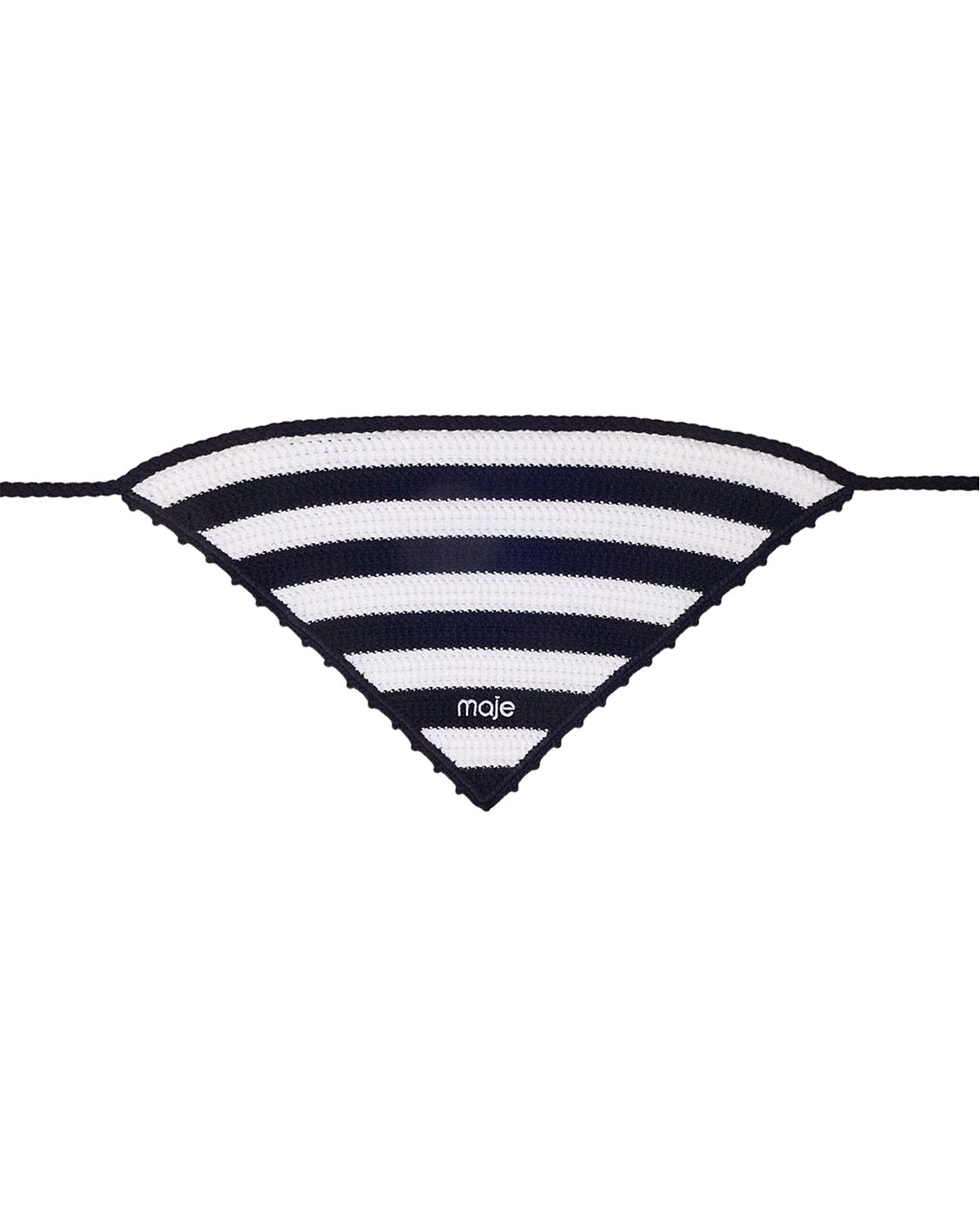 Maje Striped Crochet Triangle Bandana