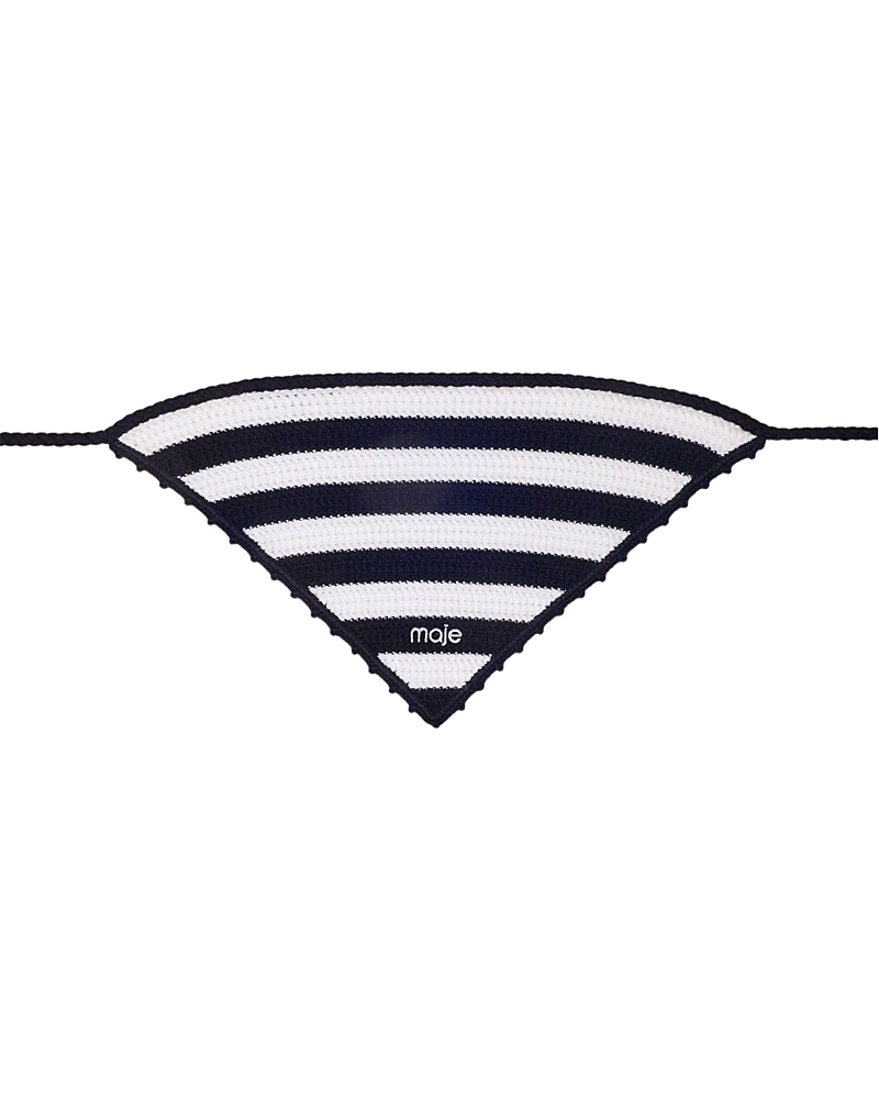 Maje Striped Crochet Triangle Bandana