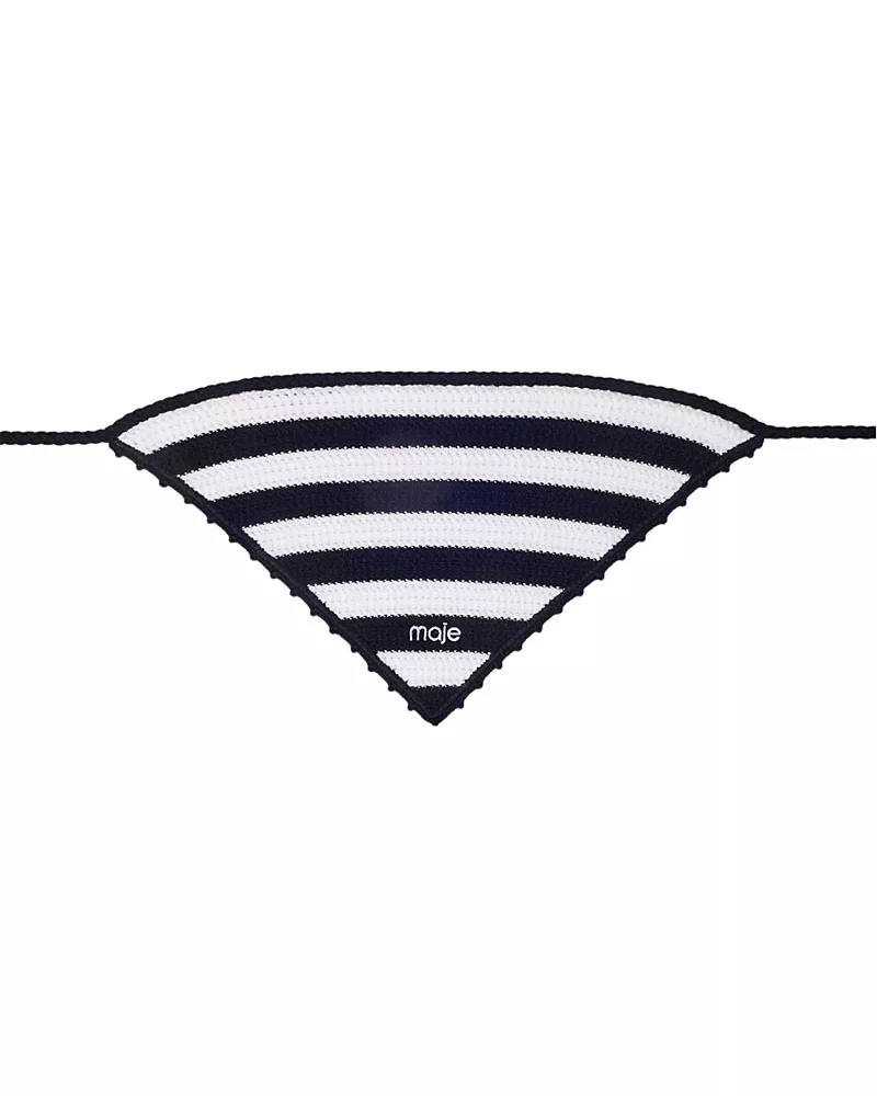 Maje Striped Crochet Triangle Bandana