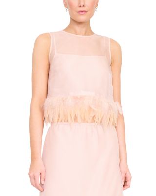 Avi Feather Trim Silk Top