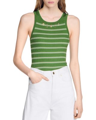 Striped Tassel Trims Vest Top