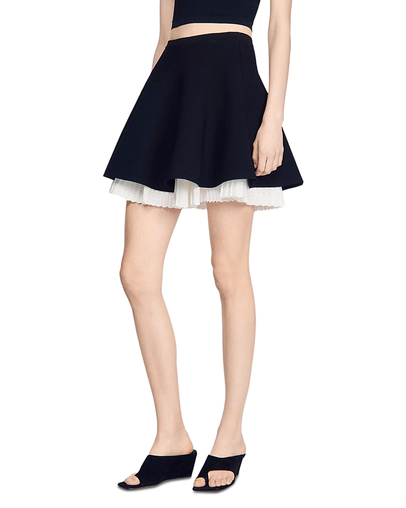 Sandro Maravilla Two Tone Knit Skater Skirt