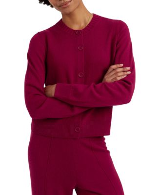 Women's Wool-Cashmere Cropped Crewneck Cardigan